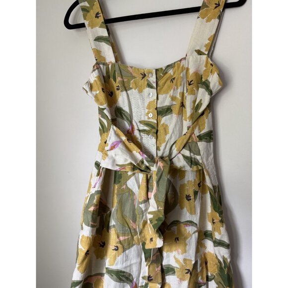 L*Space Women's Mykonos Tie Front Green Floral Midi Dress Size Small Tropical‎ - Picture 6 of 8